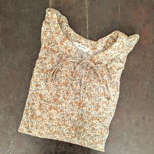 Carly Jean Los Angeles Orange Floral Blouse